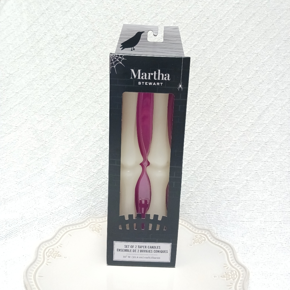 Martha Stewart Set of 2 Taper Candles Skeleton Bones 10" H